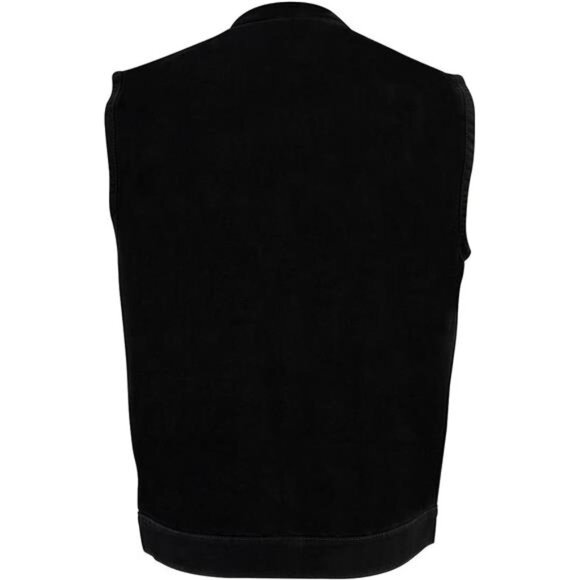 Leather Men's Classic Black Denim Club Style Vest with Snap Button Closure - Picture 2 of 8